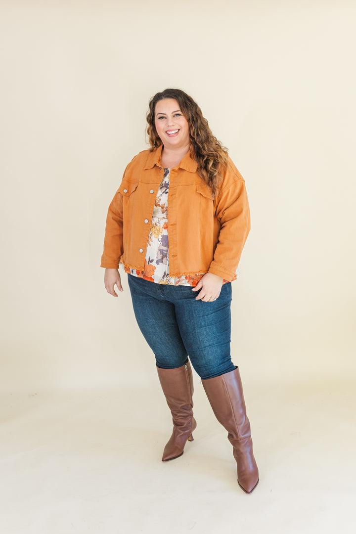 Josie Stretched Twill Cropped Jacket in Orange (Online Exclusive)
