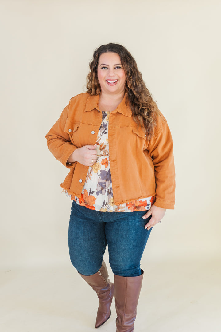 Josie Stretched Twill Cropped Jacket in Orange (Online Exclusive)