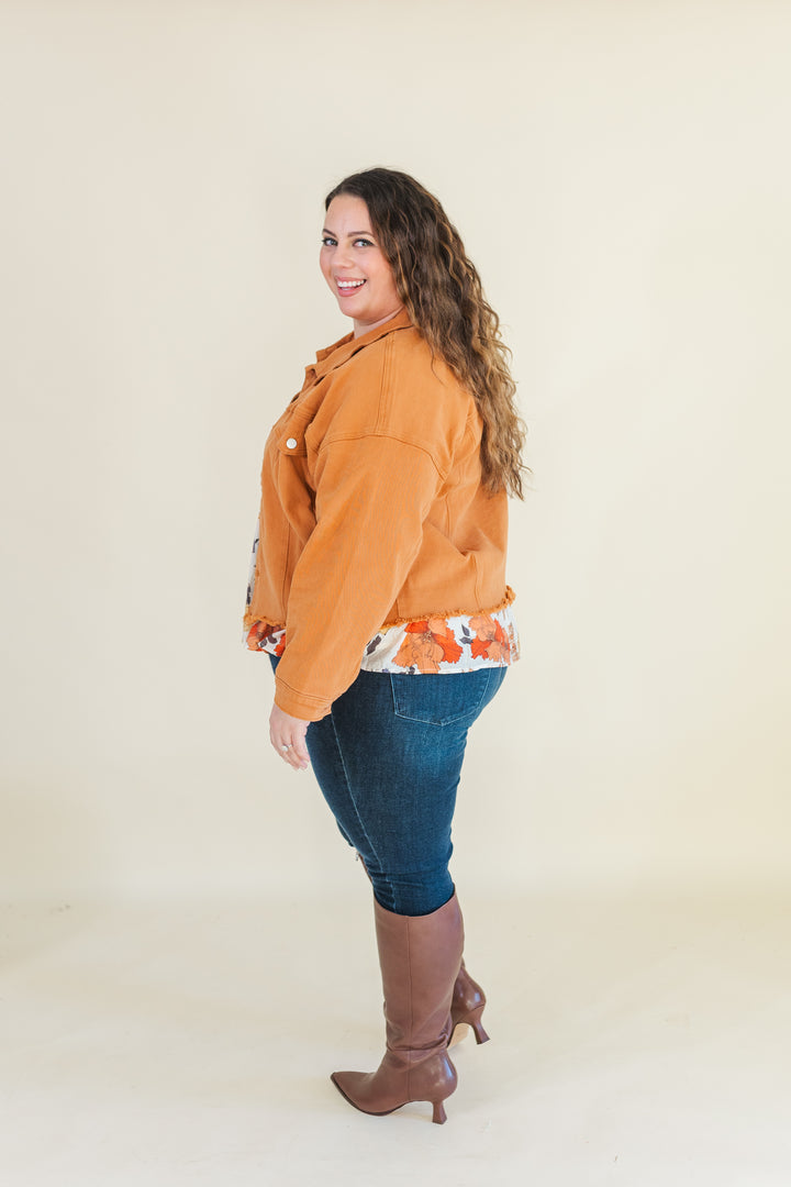 Josie Stretched Twill Cropped Jacket in Orange (Online Exclusive)