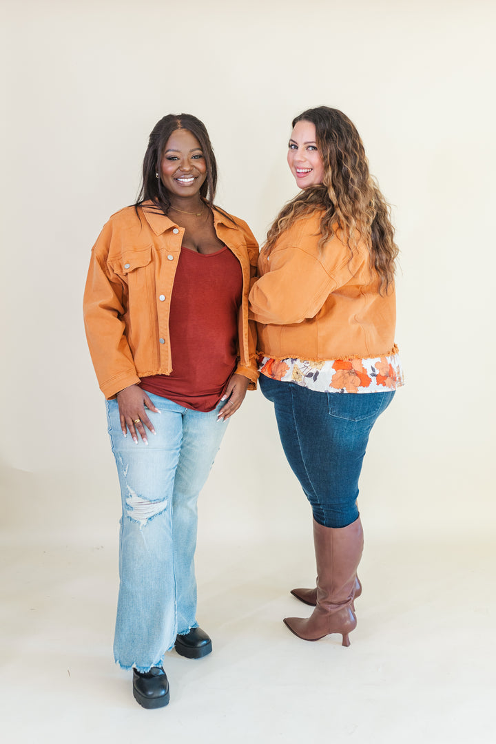 Josie Stretched Twill Cropped Jacket in Orange (Online Exclusive)
