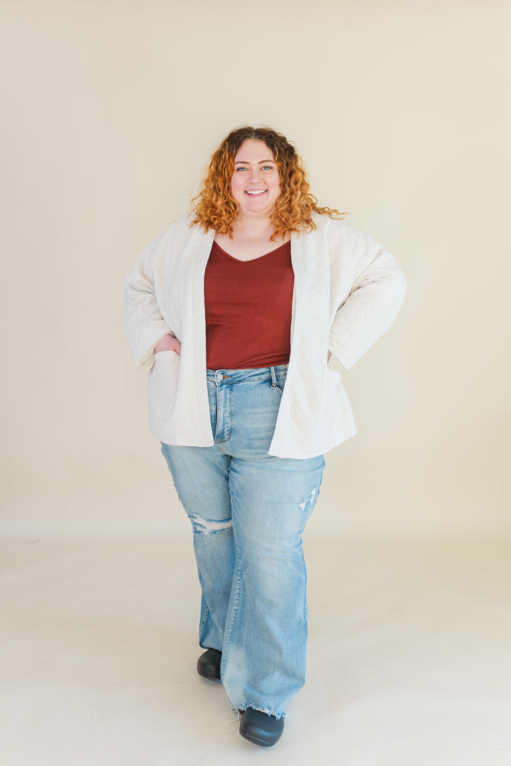 Fallon Quilted Cardigan in Ivory (Online Exclusive)
