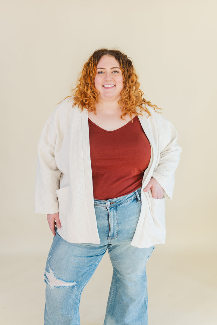Fallon Quilted Cardigan in Ivory (Online Exclusive)