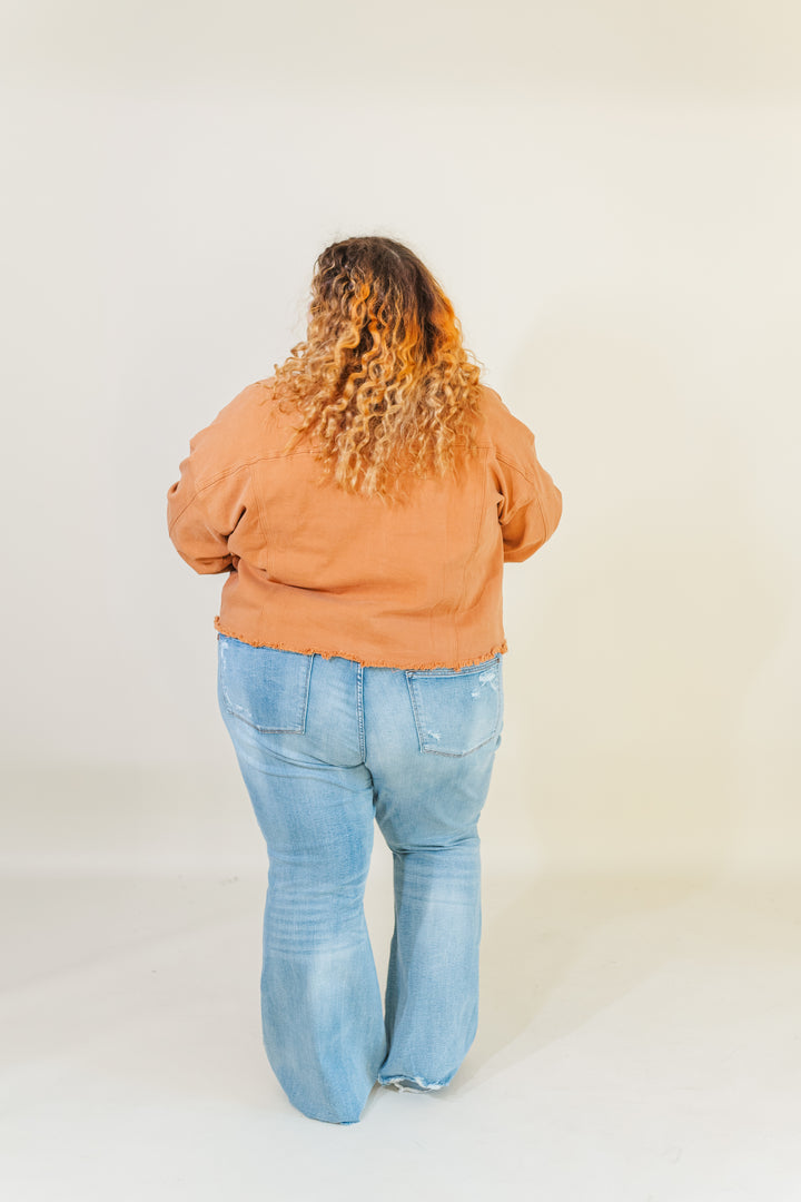 Josie Stretched Twill Cropped Jacket in Orange (Online Exclusive)