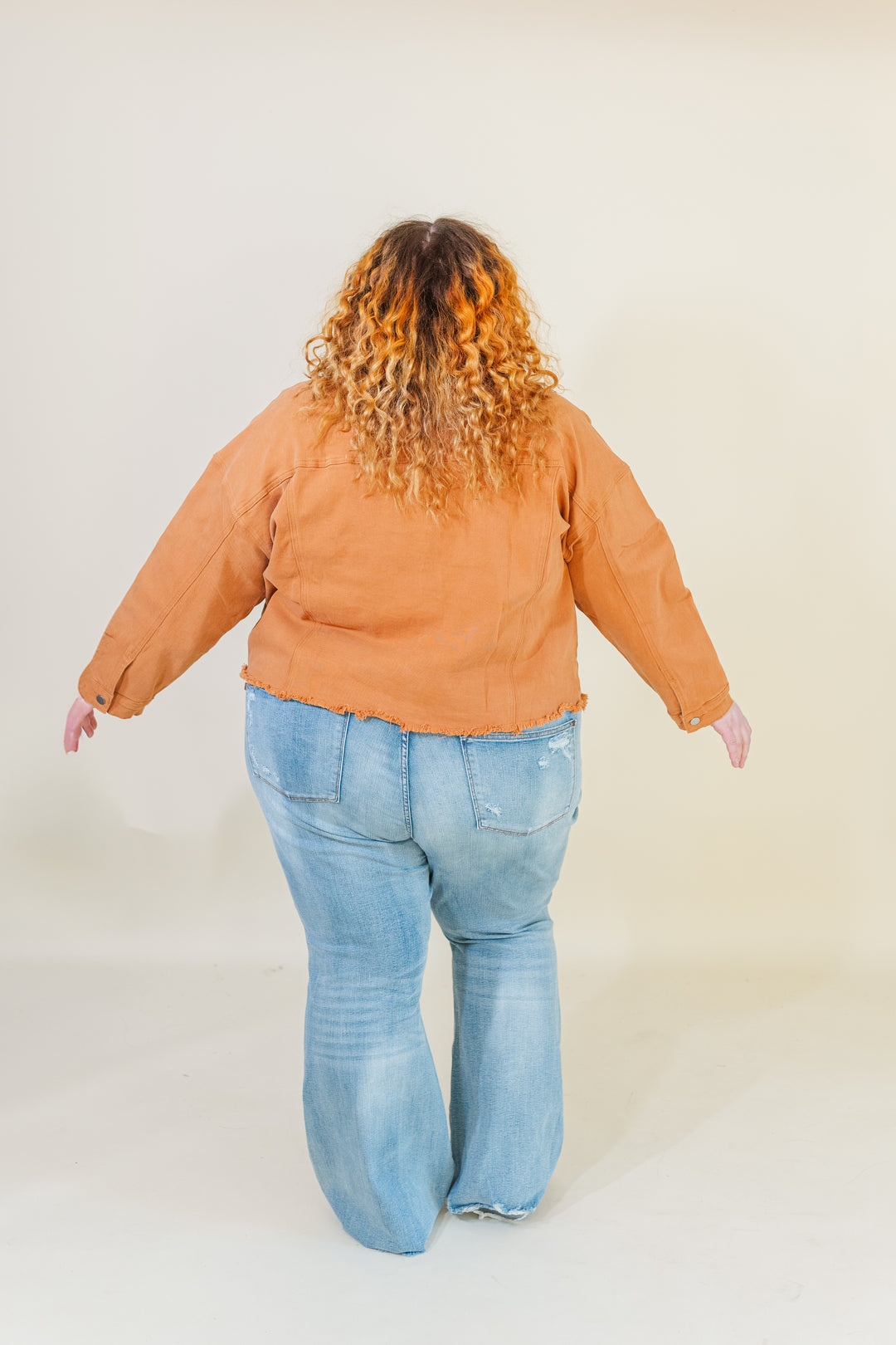 Josie Stretched Twill Cropped Jacket in Orange (Online Exclusive)