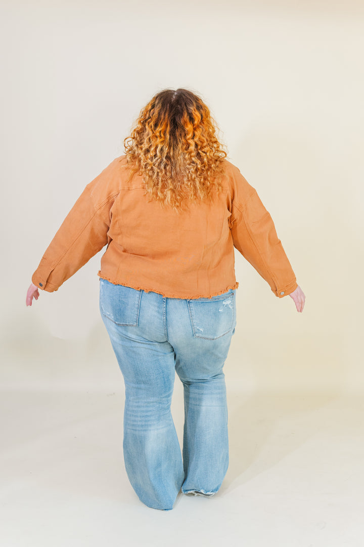 Josie Stretched Twill Cropped Jacket in Orange (Online Exclusive)