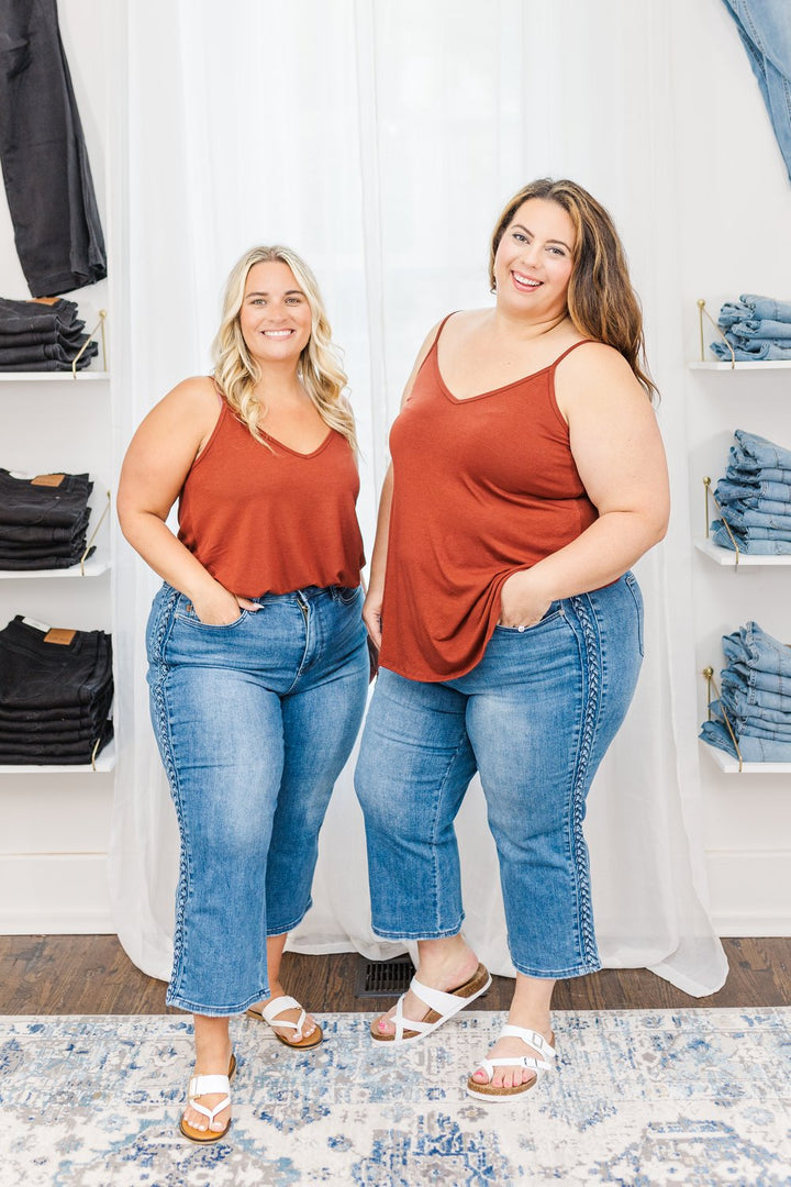 Fiona Front and Back Reversible Spaghetti Cami in Copper Red
