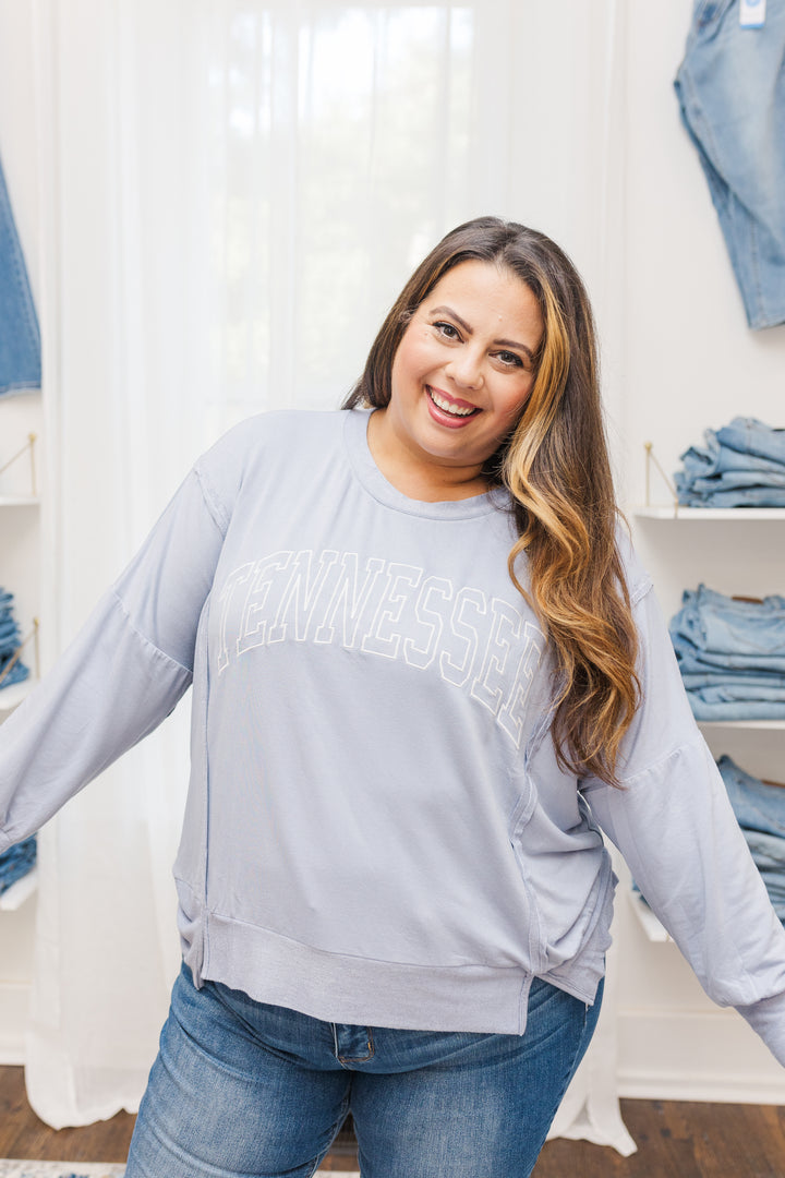 Holly Tennessee Long Sleeve Top in Light Blue