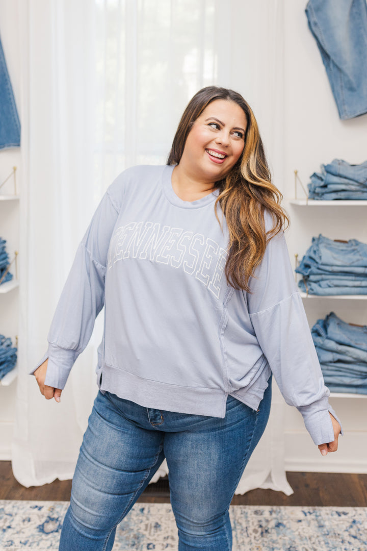 Holly Tennessee Long Sleeve Top in Light Blue