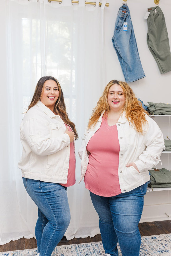 Ella Star Patch Denim Jacket in White