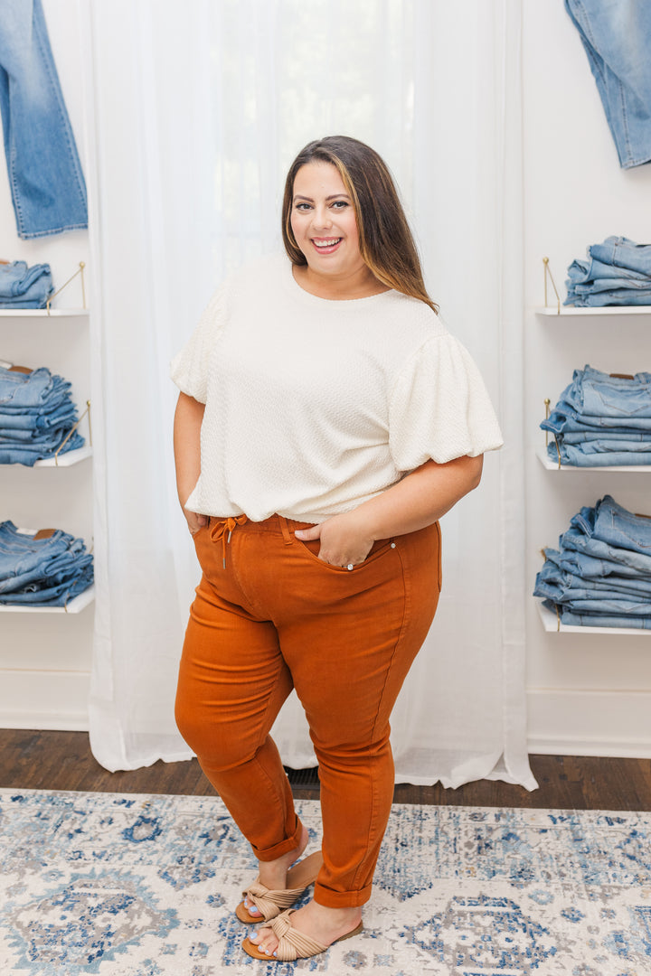 Emory Textured Puff Sleeve Blouse in Cream