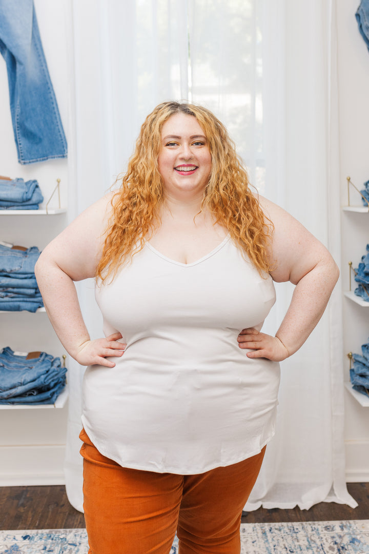 Fiona Front and Back Reversible Spaghetti Cami in Bone