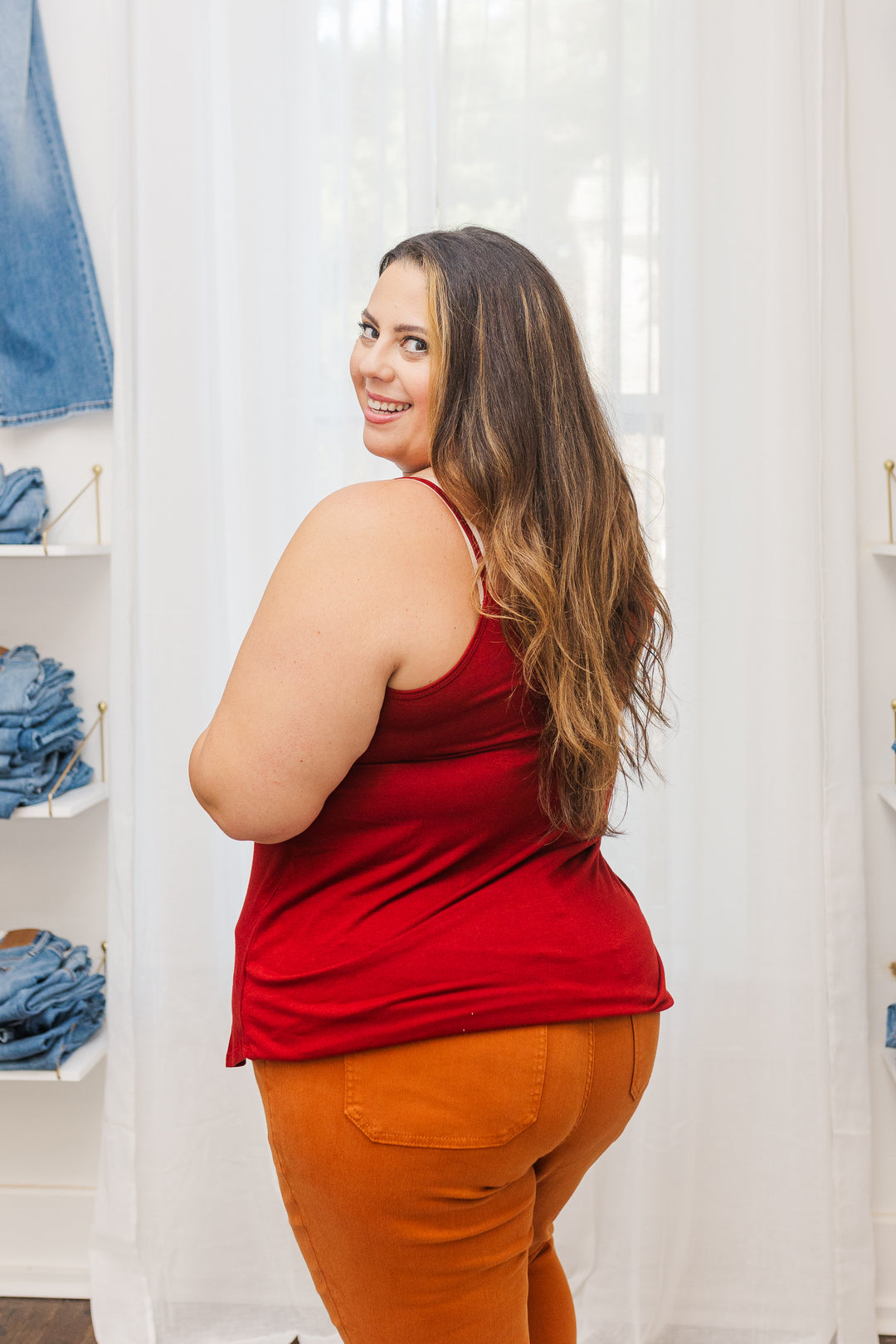 Fiona Front and Back Reversible Spaghetti Cami in Dark Rust
