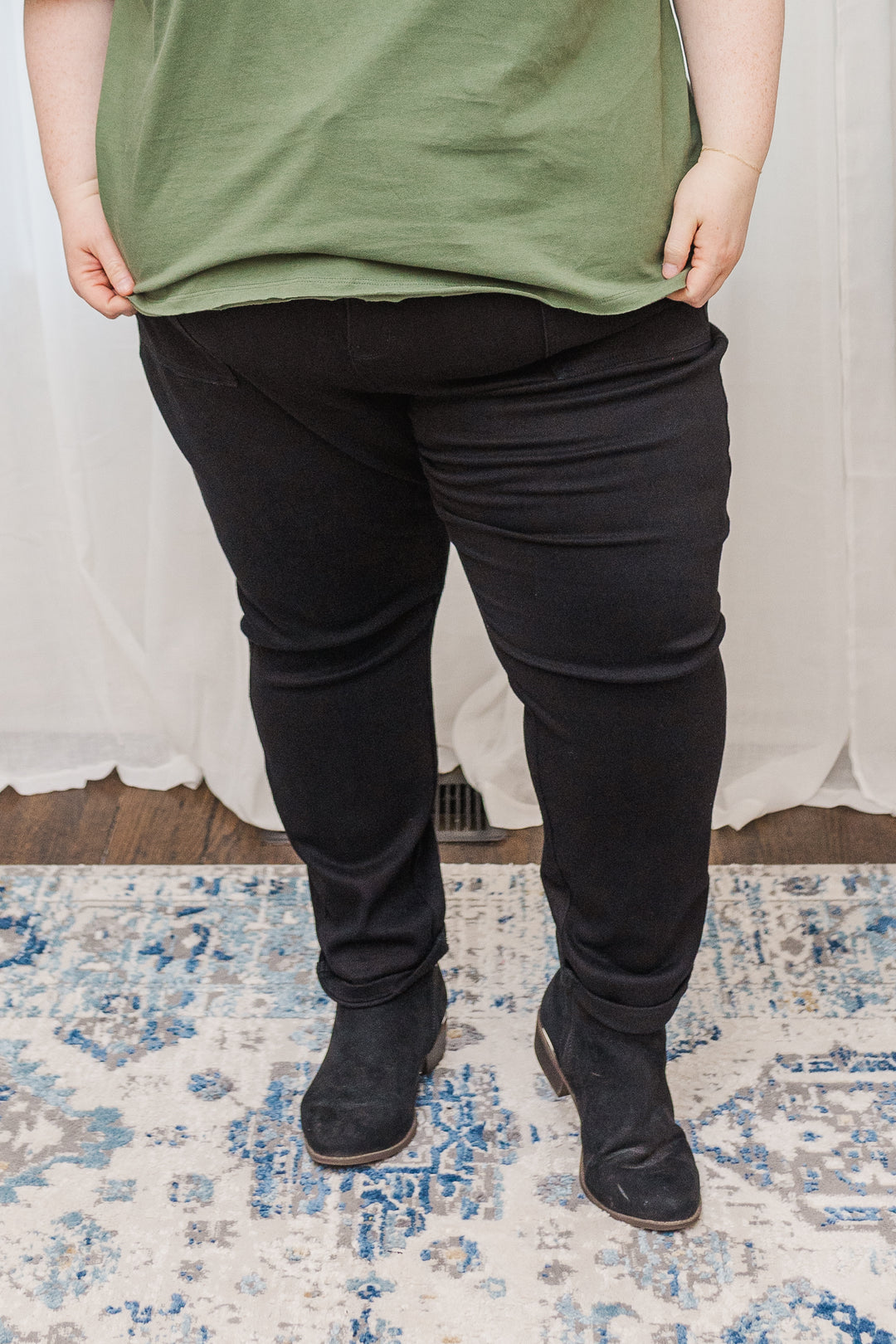 Natalia High Waist Double Roll Cuff Judy Blue Joggers in Black