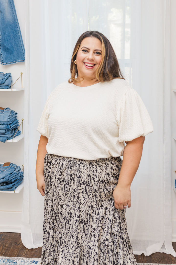 Emory Textured Puff Sleeve Blouse in Cream