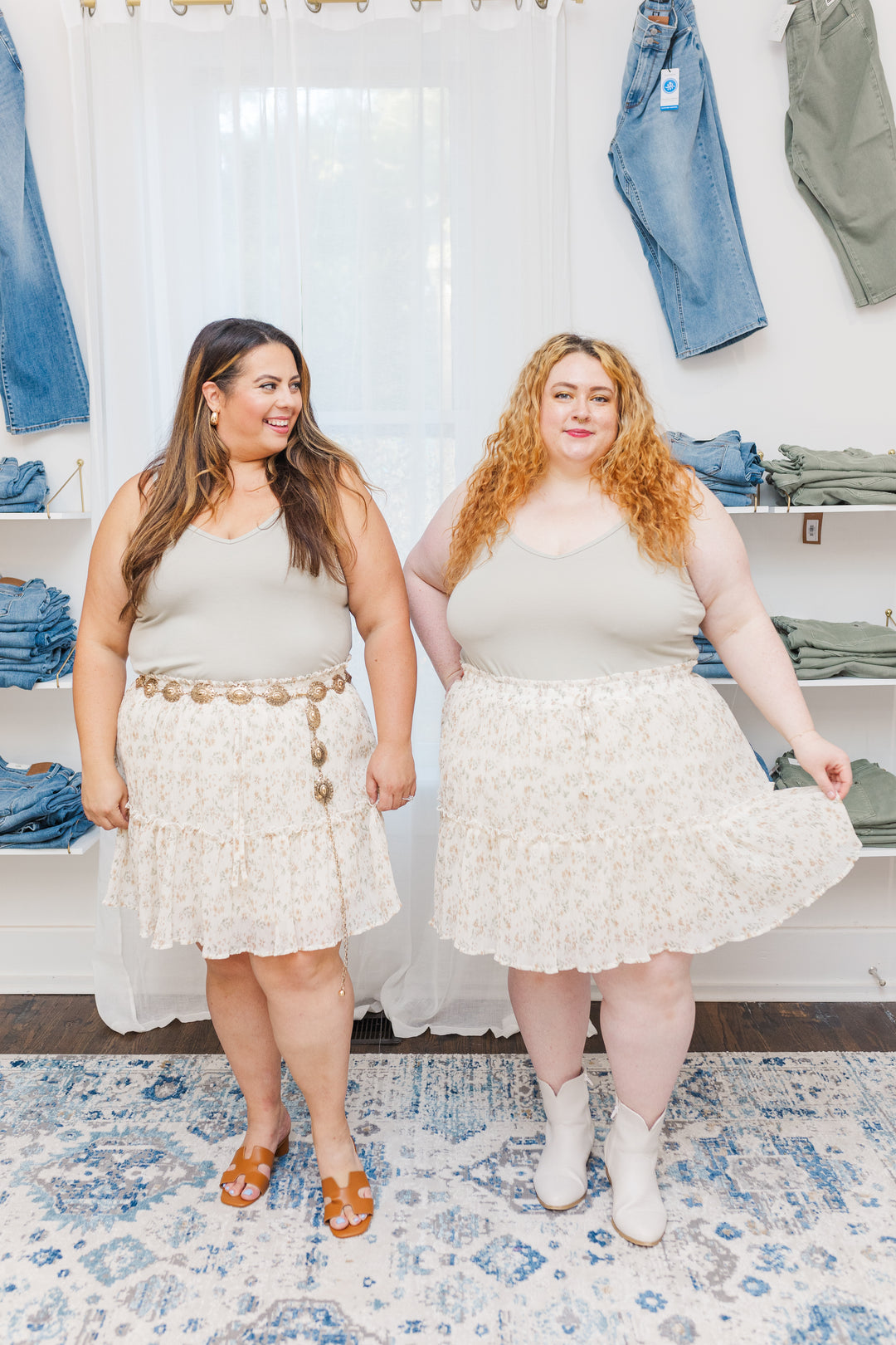 Alexis Crinkle Skirt in Cream Floral