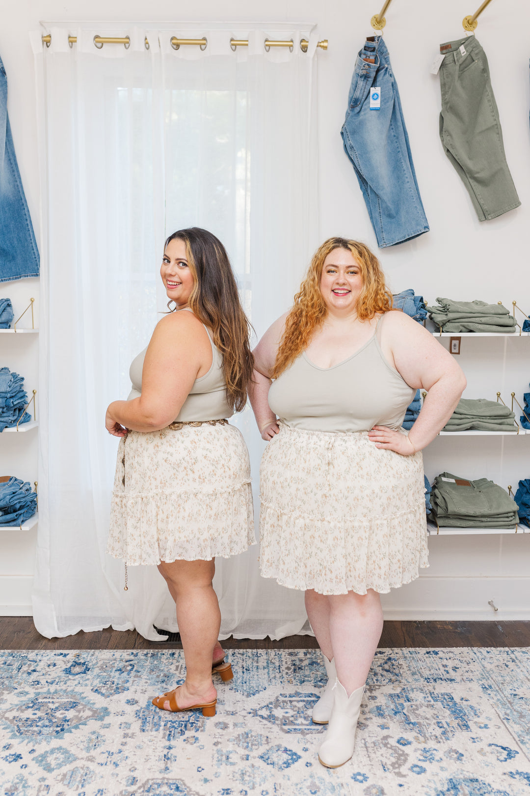 Alexis Crinkle Skirt in Cream Floral