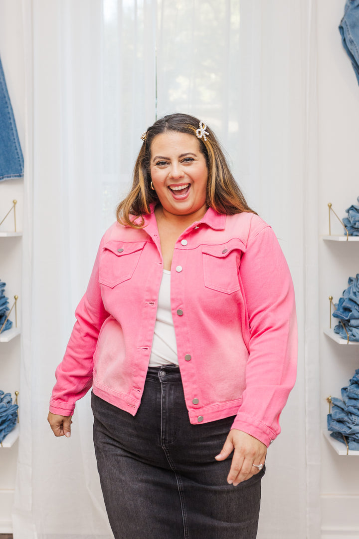 Tyla Cropped Rhinestone Denim Jacket With Fringe Detail