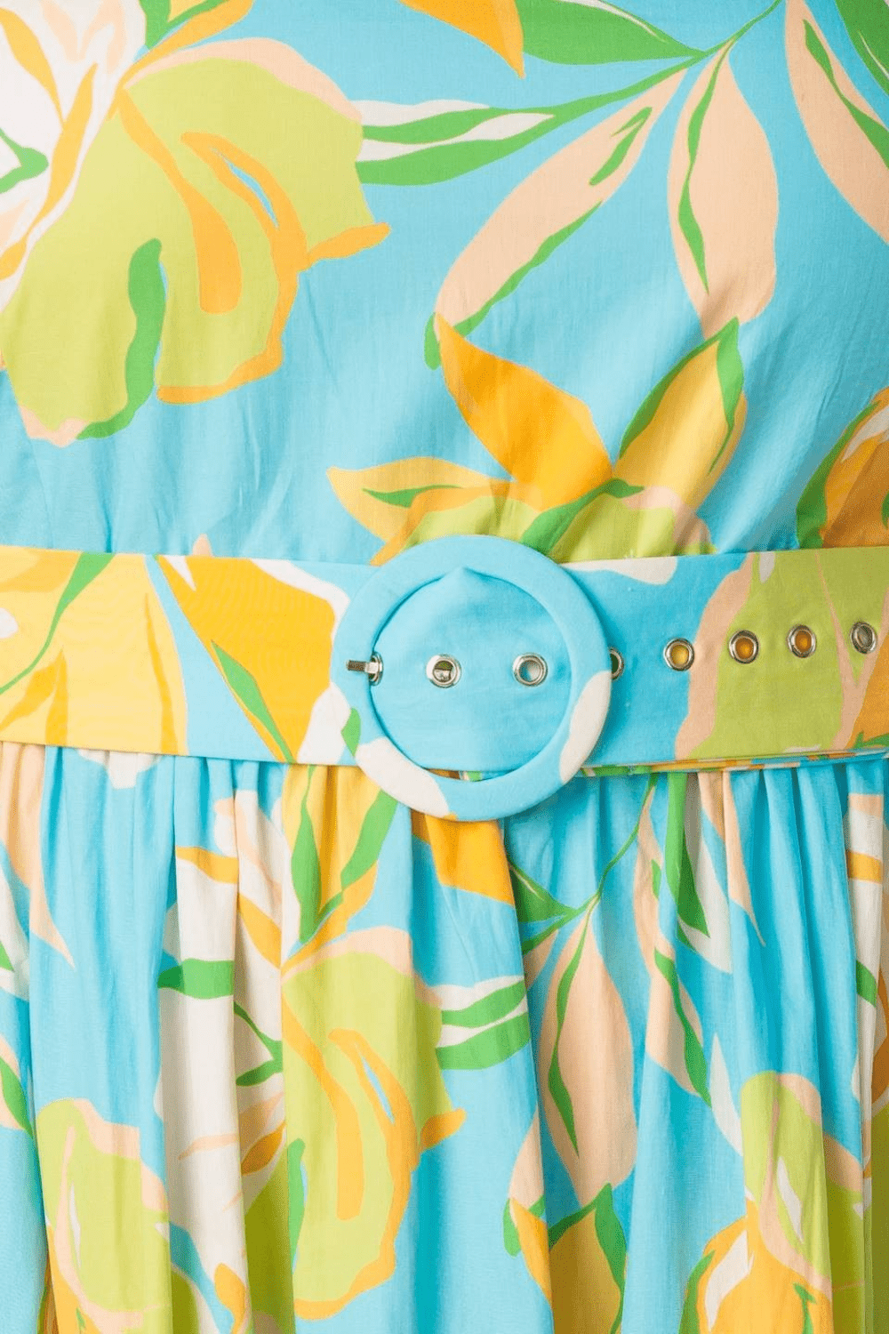 Adrianna Printed Woven Midi Dress with Belt in Mint - FINAL SALE