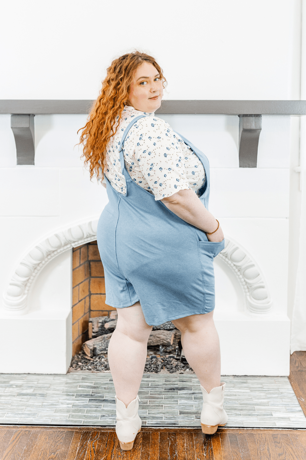 Amelia Relaxed Fit Shorts Romper in Blue - FINAL SALE