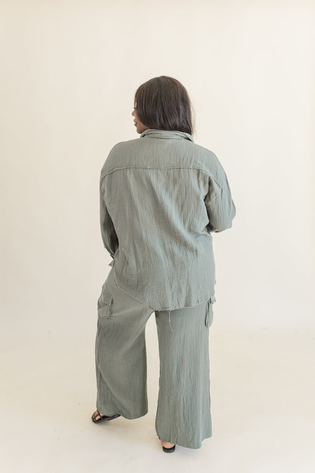 Bea Cargo Gauze Pull On Pant in Olive