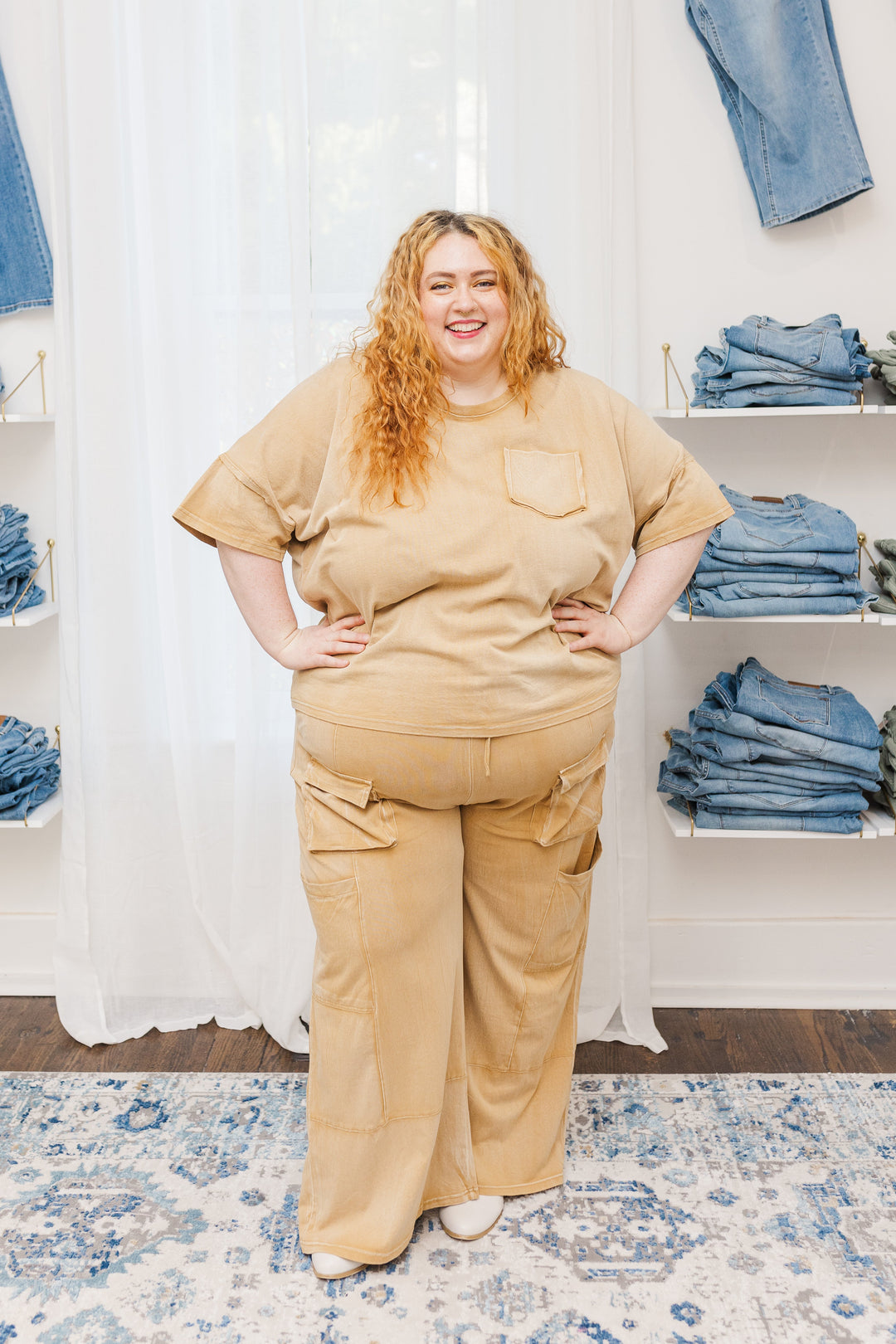 Becky Oversized Mineral Wash Pocket Tee T-Shirt in Toffee - FINAL SALE