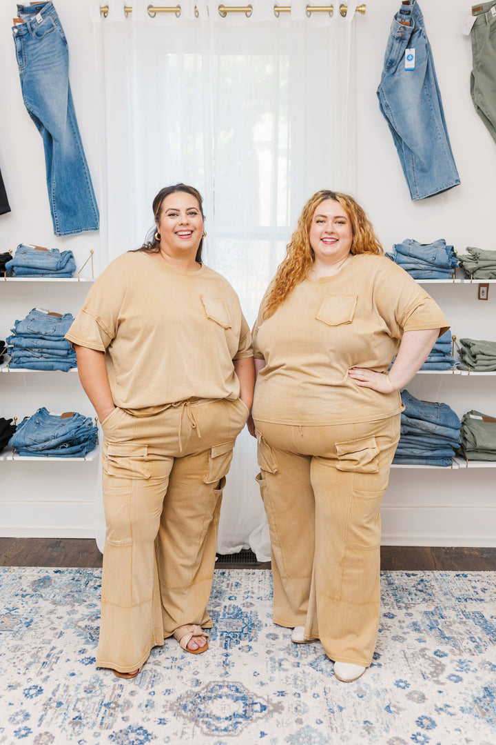 Becky Oversized Mineral Wash Pocket Tee T-Shirt in Toffee - FINAL SALE