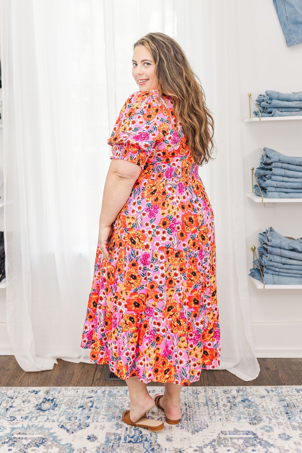 Brittany Short Sleeve Maxi Dress in Pink Floral Brittany Short Sleeve Maxi Dress in Pink Floral