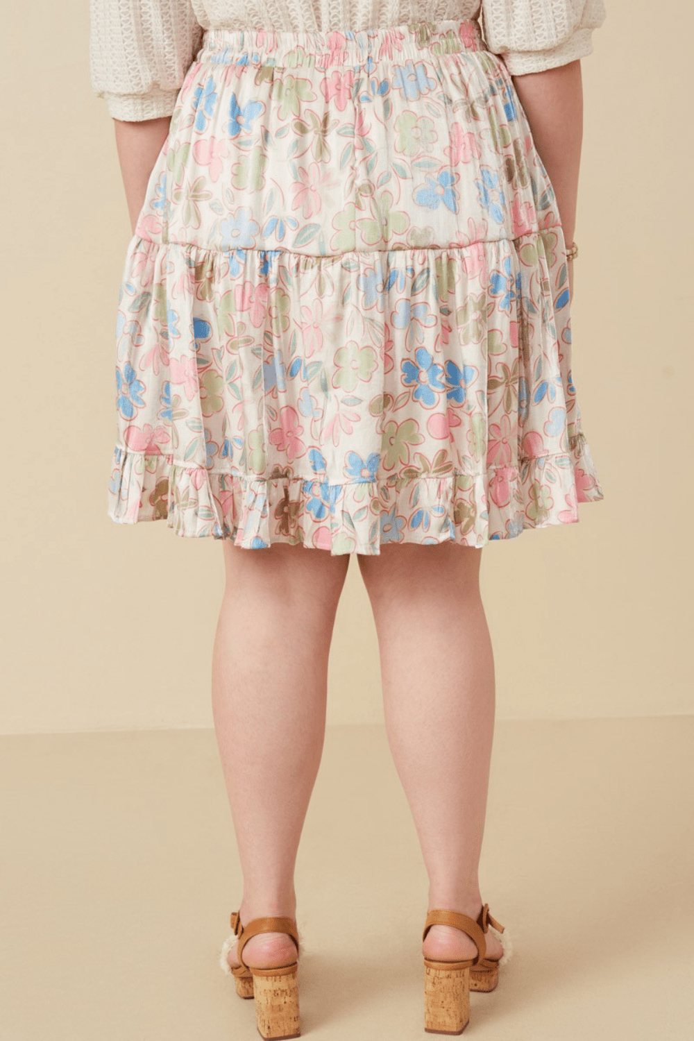 Elsie Floral Tiered Foiled Skirt in Ivory