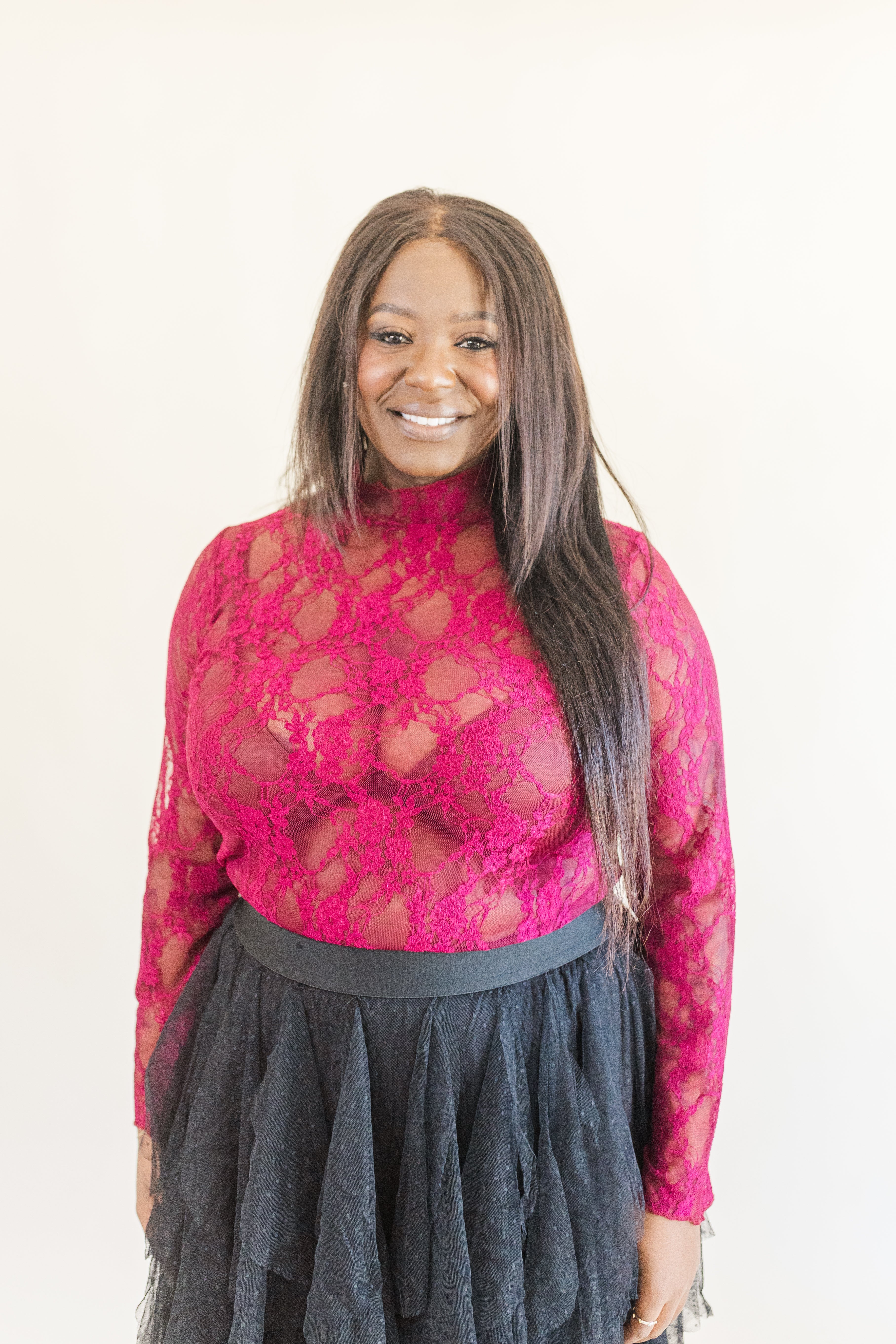 Emily Long Sleeve Lace Layering Top in Wine – Ari + Ava