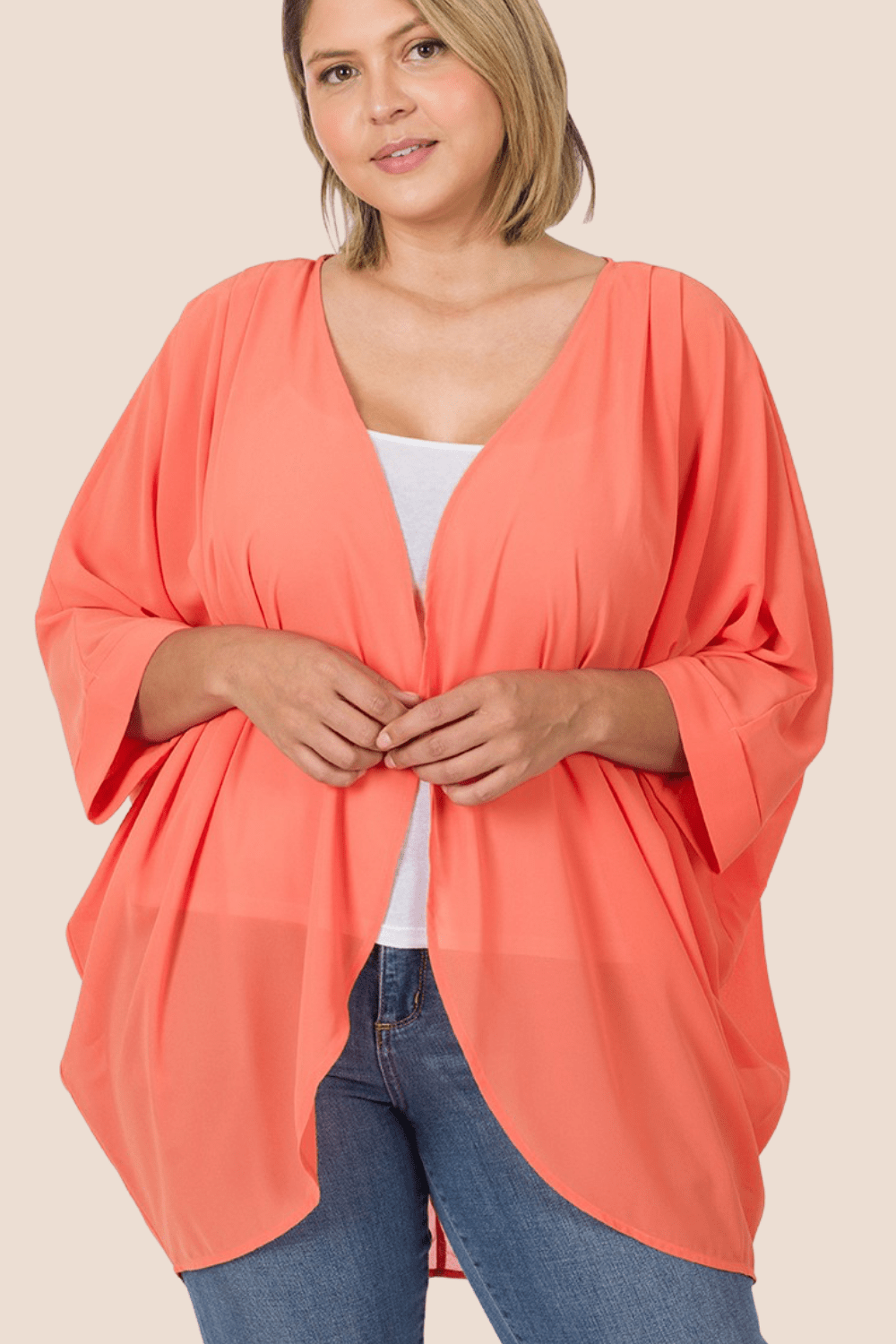 Everleigh Chiffon Cardigan with Shoulder Pleat Detail