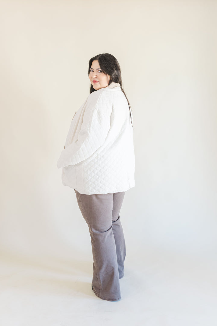 Fallon Quilted Cardigan in Ivory (Online Exclusive)