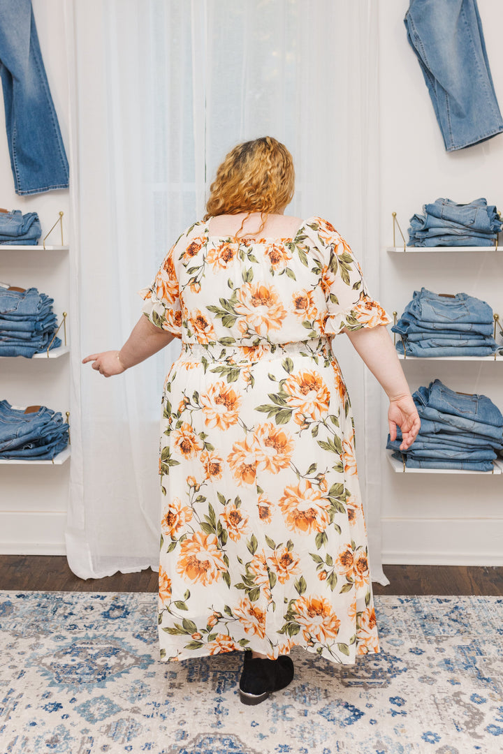Francesca Short Sleeve Maxi Dress in Rust Floral - FINAL SALE