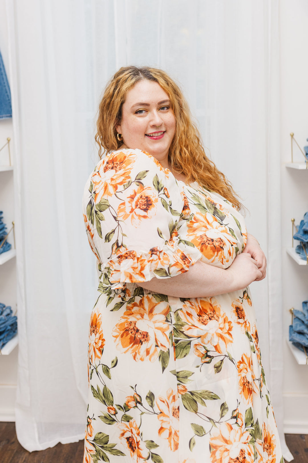 Francesca Short Sleeve Maxi Dress in Rust Floral