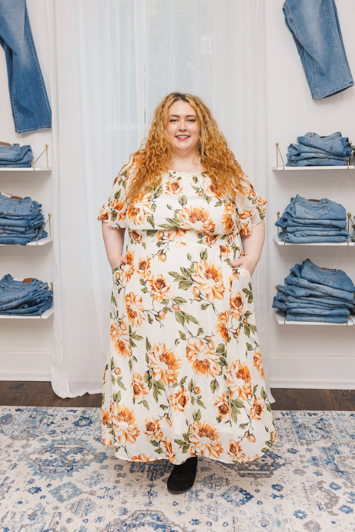 Francesca Short Sleeve Maxi Dress in Rust Floral - FINAL SALE
