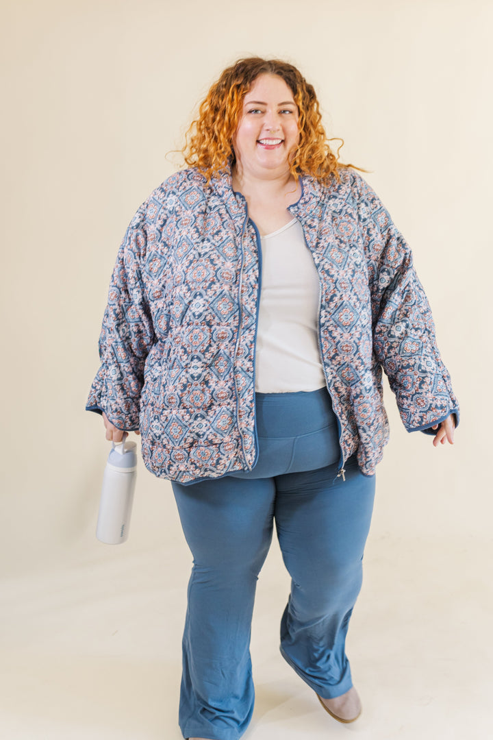 Gemma Quilted Medallion Puff Jacket in Blue (Online Exclusive)