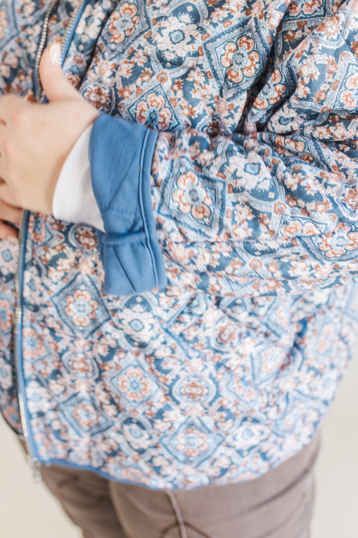Gemma Quilted Medallion Puff Jacket in Blue (Online Exclusive)