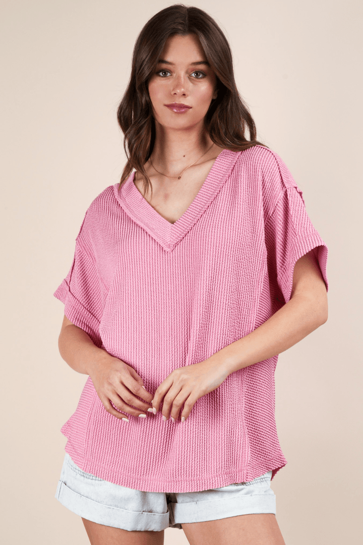 Gianna V-Neck Ribbed Top