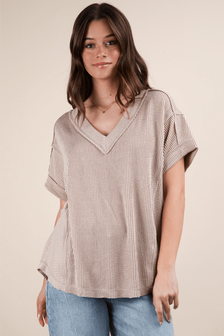 Gianna V-Neck Ribbed Top