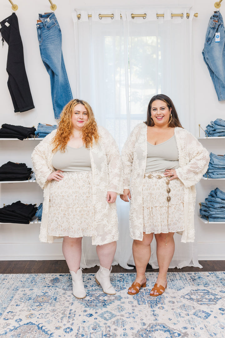 Harmony Floral Textured Crochet Cardigan in Off White - FINAL SALE
