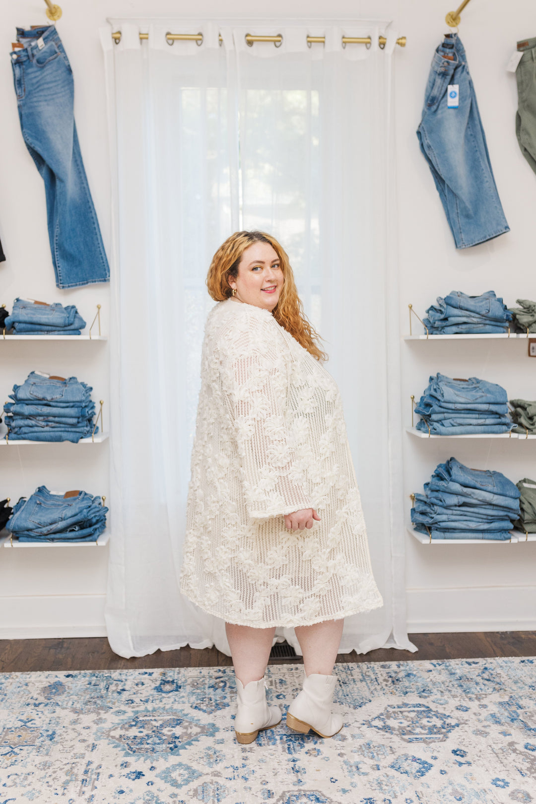 Harmony Floral Textured Crochet Cardigan in Off White - FINAL SALE