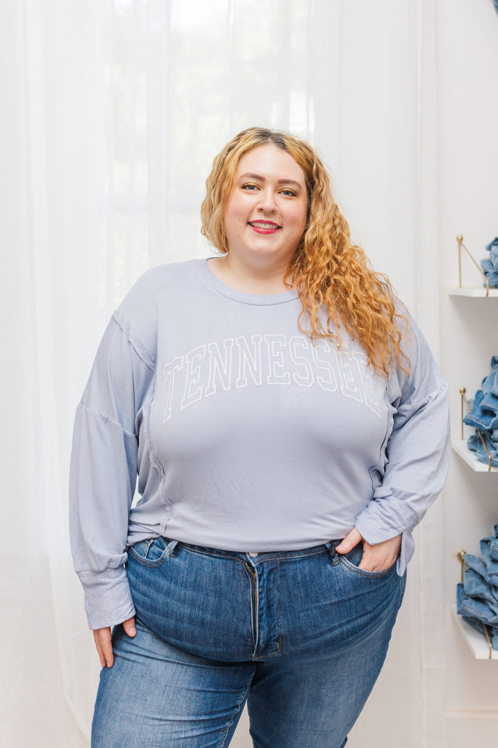 Holly Tennessee Long Sleeve Top in Light Blue