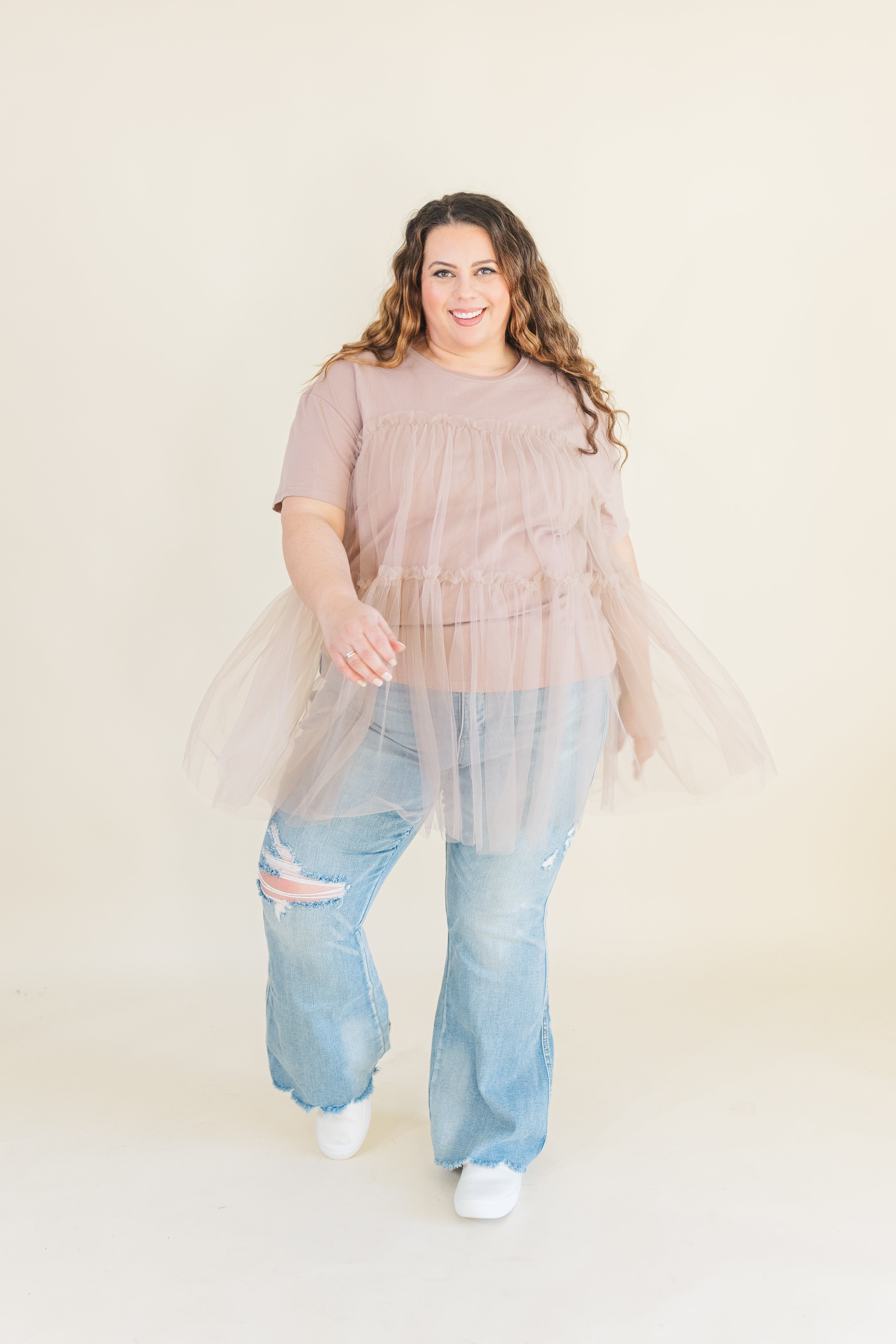 Praying ／ sheer top Ivy Sheer Overlay Top in Mauve - FINAL SALE – Ari + Ava
