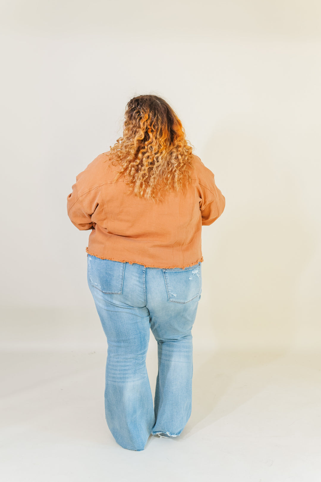 Josie Stretched Twill Cropped Jacket in Orange (Online Exclusive)