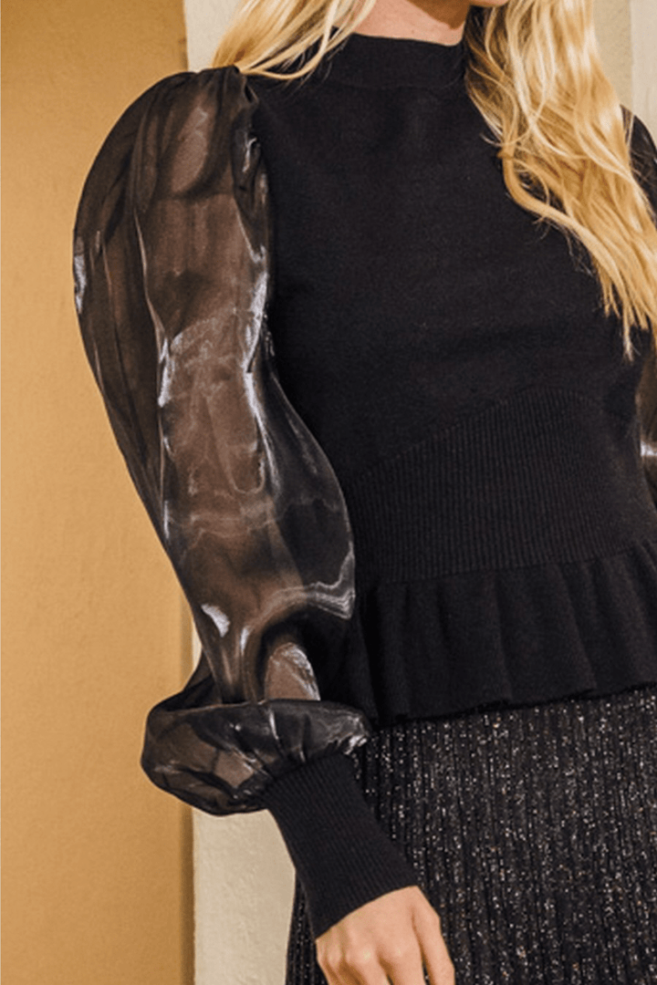 Kaitlyn Sheer Long Sleeve Knit Top (Online Exclusive)