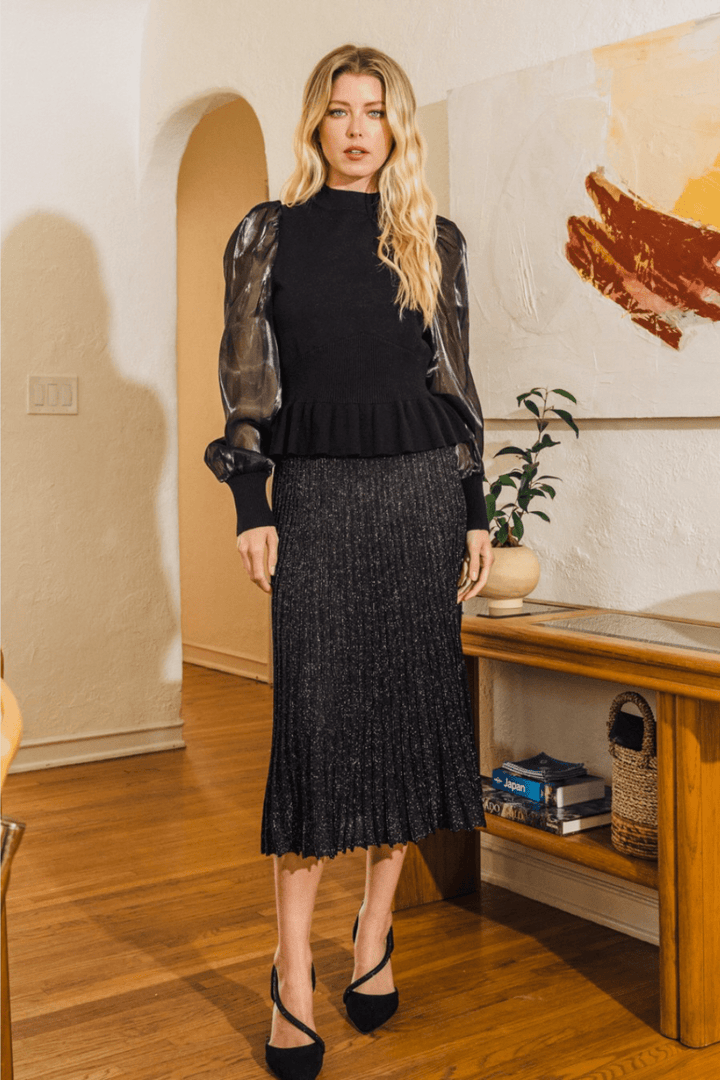 Kaitlyn Sheer Long Sleeve Knit Top (Online Exclusive)