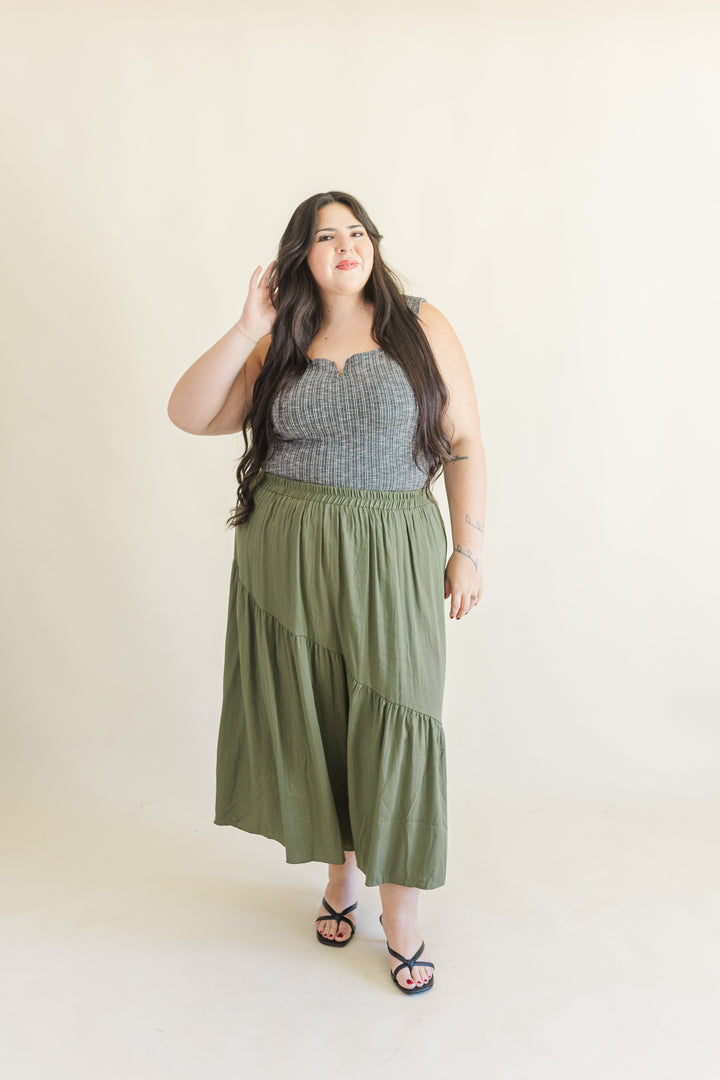 Kara Maxi Skirt in Olive
