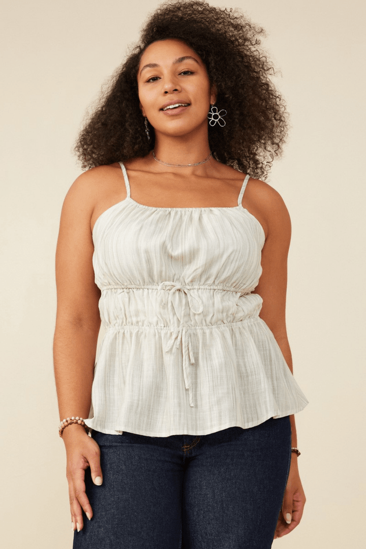 Lacey Tie Detail Peplum Cami in Green