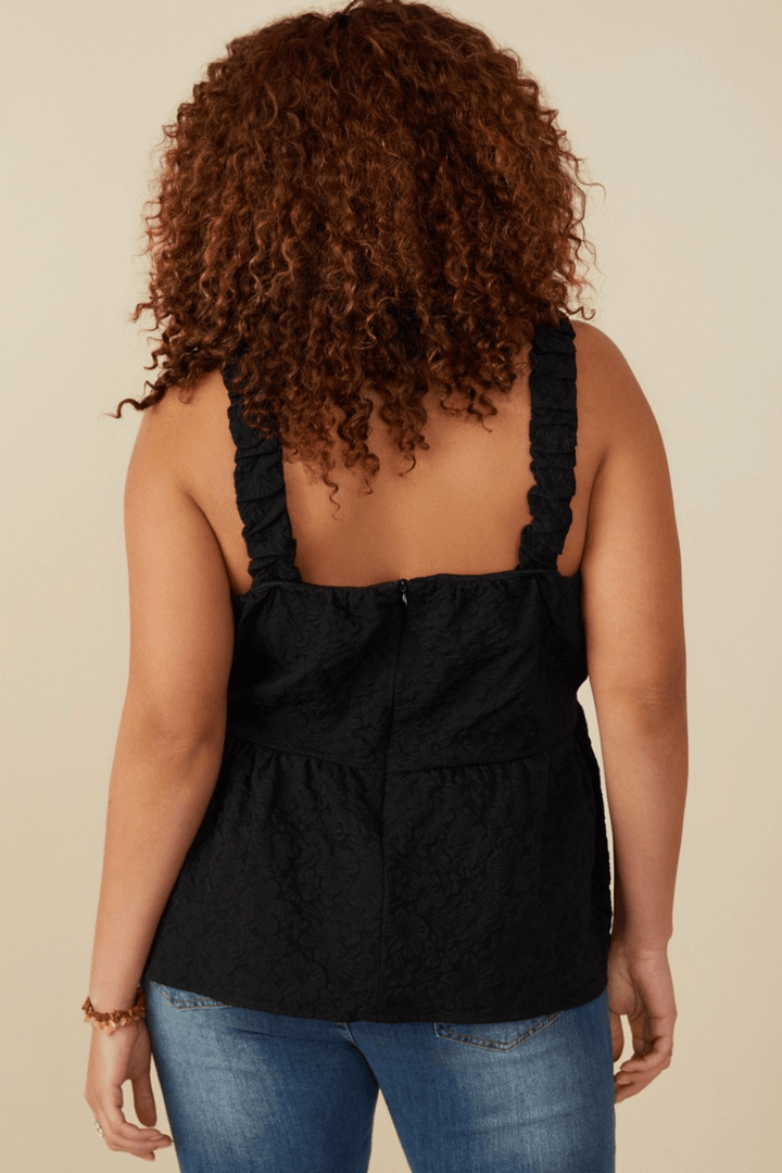Lara Cropped Peplum Tank in Black - FINAL SALE