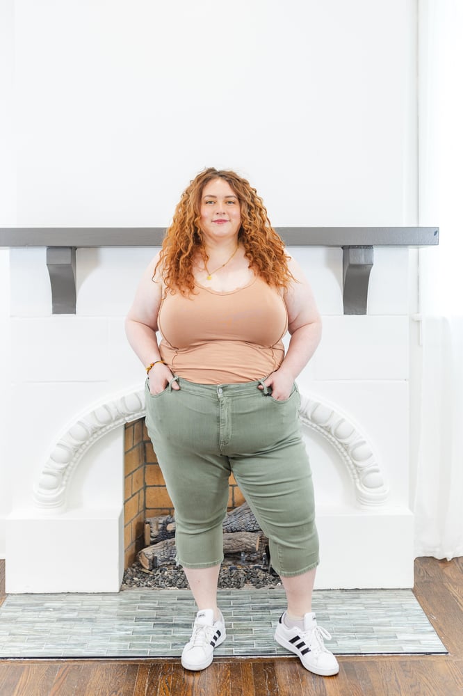 Leona Cropped Judy Blue Jeans in Sage - FINAL SALE