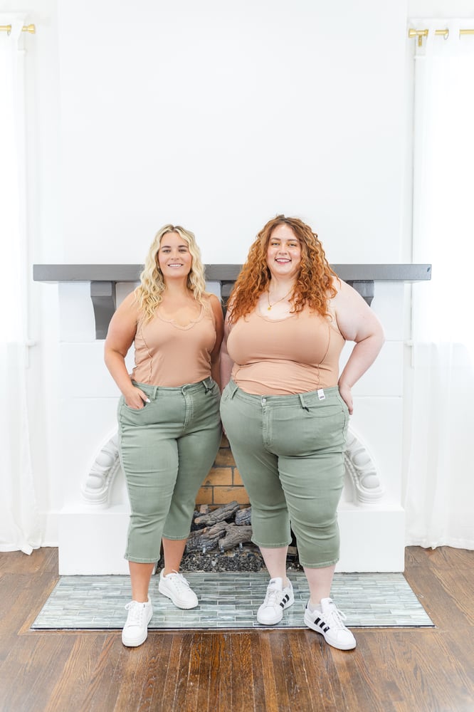Leona Cropped Judy Blue Jeans in Sage - FINAL SALE